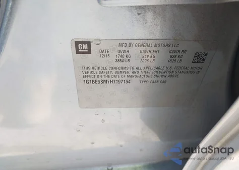 2017 Chevrolet Cruze Lt Auto from USA, damaged, VIN 1G1BE5SM7H7197154